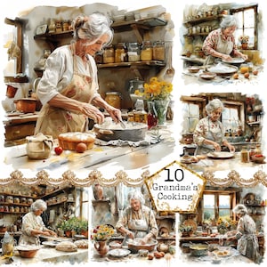 JPEG Shabby Chic Grandma's Kitchen Clipart Pacote de aquarela de alta qualidade JPGs Download instantâneo Papel Artesanato Junk Journal Scrapbooking