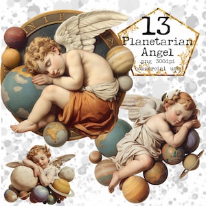 Aquarel Planetarische Angel Clipart Bundel Astrologie Clipart Aquarel Digitale Downloads Ongewenste Journal Papier Ambachten Scrapbooking Commercieel
