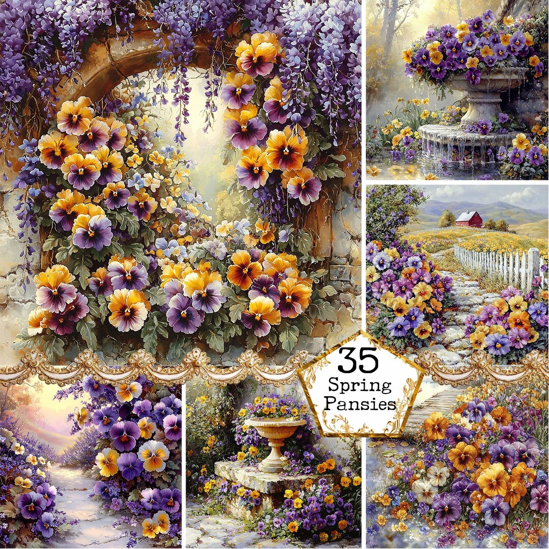 Spring Jpeg JPEG Watercolor Pansy Scene Graphics Watercolor Flower Spring ...