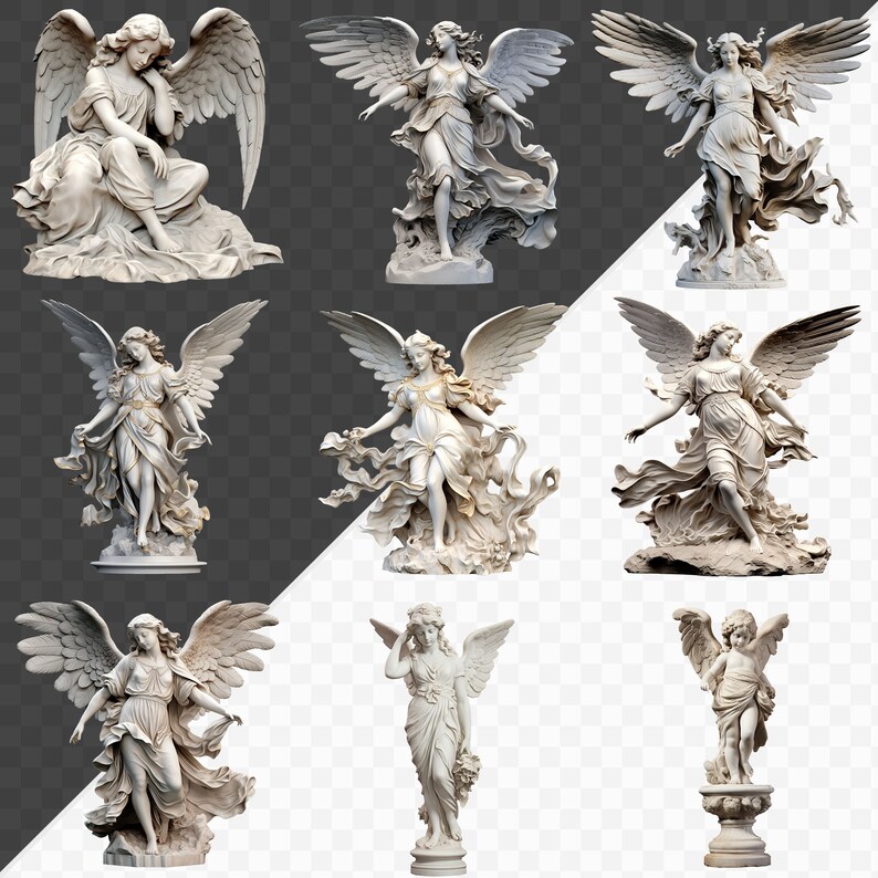 PNG Angel Statues Clipart Bundle Cupid Clipart Marble and Gold Clipart ...