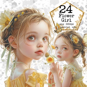 PNG Frühling Mädchen Clipart Bundle Floral Mädchen niedlichen kleinen Kind PNG kommerzielle Nutzung Sofort-Download Papier Handwerk Junk Journal Scrapbooking