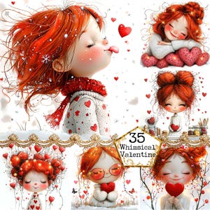 JPEG wunderliche Liebe Mädchen Clipart Bundle Liebe Clipart schrullig Mädchen Clipart Aquarell Sofortiger Download Papier Handwerk Junk Journal Scrapbooking