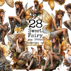 PNG acuarela hada clipart paquete bosque mágico clipart elfo clipart pixies clipart papel artesanías scrapbooking diario basura uso comercial