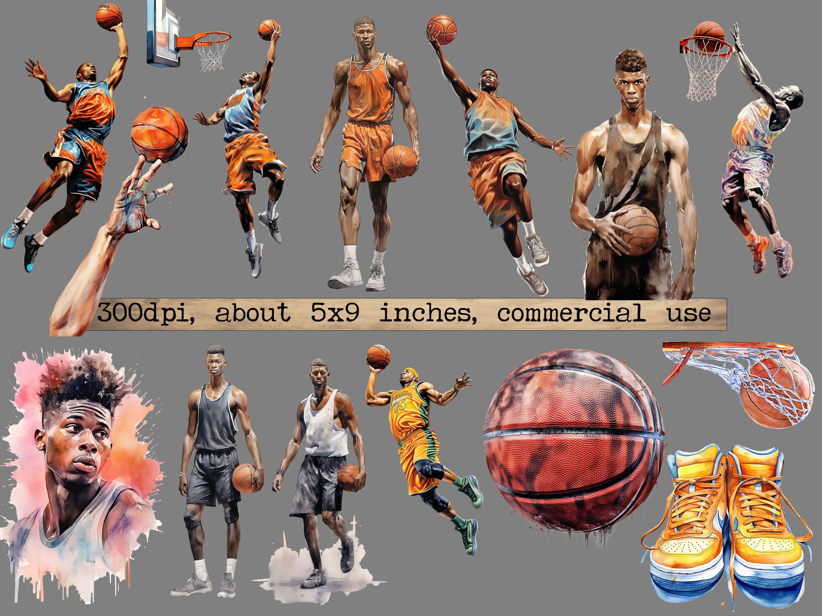 PNG Basketball Watercolor Bundle Sport Art Set Ball Scrapbooking ...