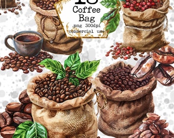 Watercolor Coffee Bean Clipart Bundle Coffee Cup PNG CottgeCore Watercolor Clipart  Instant Download Paper Crafts Junk Journal Scrapbooking
