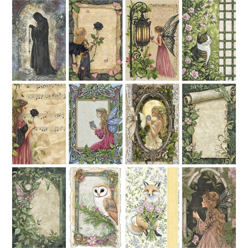 210 Vintage Fairy Junk Journal Kit, Enchanted Forest Printable Pages ...