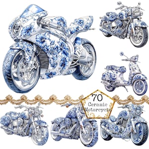 PNG + JPEG keramische tegels motorfiets clipart bundel vintage mediterrane tegels kunst Instant Download papier ambachten ongewenste dagboek scrapbooking