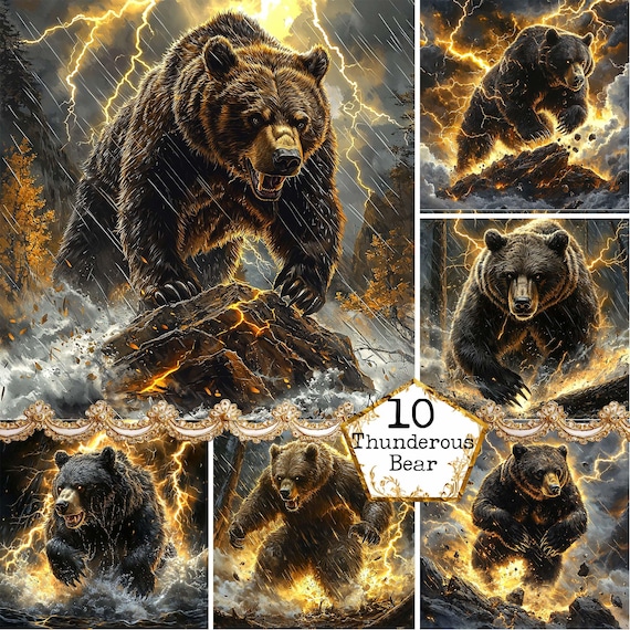 JPEG 嵐の中のドラマチックなクマのイラスト 商用利用 デジタル