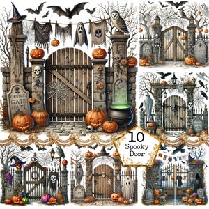 JPEG caprichoso tendedero de Halloween en una puerta espeluznante gráficos imágenes arte digital descarga instantánea artesanías de papel diario basura scrapbooking