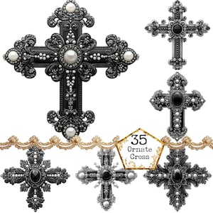 PNG + JPEG aquarelle croix fleurie Clipart Bundle Clipart religieux Clipart chrétien Téléchargement instantané Paper Craft Junk Journal Scrapbooking