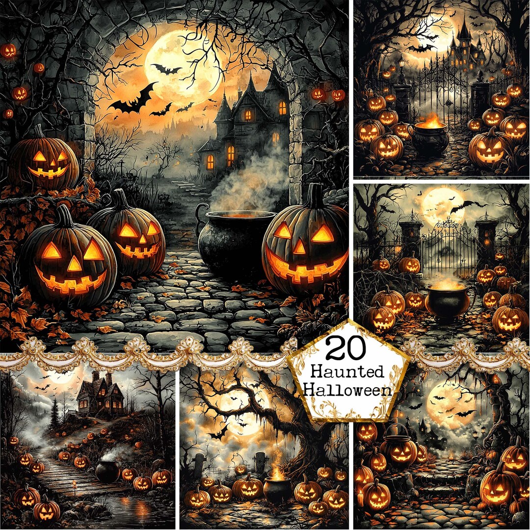 JPEG Watercolor Spooky Haunted House in the Woods Lonely House ...
