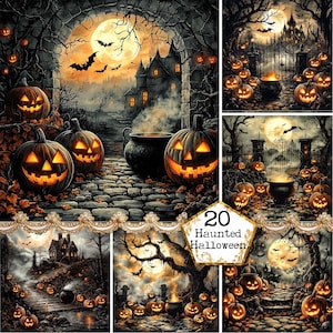 JPEG Watercolor Spooky Haunted House in the Woods Lonely House Halloween House Instant Download Paper Crafts Junk Journal Scrapbooking