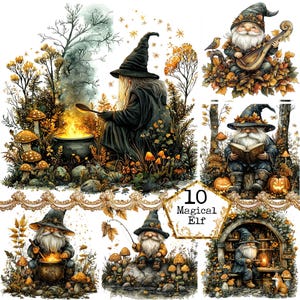 JPEG aquarelle forêt elfe Clipart Bundle Elfe des bois cliparts nain de la forêt des cliparts téléchargement immédiat papier artisanat indésirable journal Scrapbooking
