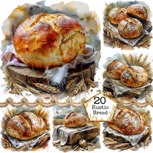 Rustiek brood met tarwe clipart bundel JPEG Cottagecore clipart landelijke keuken kunst Instant Download papier ambachten ongewenste dagboek scrapbooking