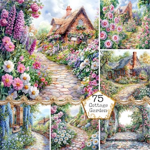 JPEG Primavera Fioritura Cottage Garden Grafica Primavera Clipart Fiore Grafica Download immediato Carta Artigianato Junk Journal Scrapbooking