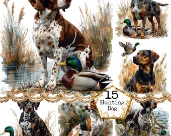 JPEG Pointer Hunting Dog and Mallard Ducks Sublimation Design JPEG Hunting Clipart Instant Download Paper Crafts Junk Journal Scrapbooking