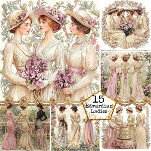 JPEG Shabby Chic Vintage Ladies Clipart Bundle JPEG Scrapbook Carta Acquerello Arte Download immediato Artigianato di carta Junk Journal Scrapbooking