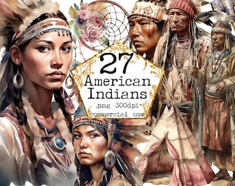 Native Americans Aquarell Clipart png, Illustration Set, Schlagzeug, schöne Frau, Schamane, Aufkleber, Scrapbook, Junk Journal, Paper Crafts
