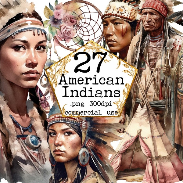 Native Americans Watercolor clipart png, illustration set, drums ,beautiful woman, shaman, stickers, Scrapbook, Junk Journal, Paper Crafts