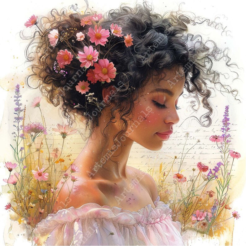 JPEG Flower Girl Clipart Bundle JPEG Flower Field Wild Flowers Floral ...