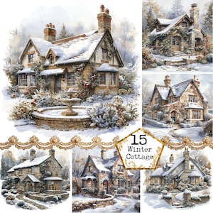 JPEG Little Village by Night JPEG Descarga instantánea Imágenes prediseñadas de invierno Imágenes navideñas Uso comercial Artesanías de papel Diario basura Scrapbooking