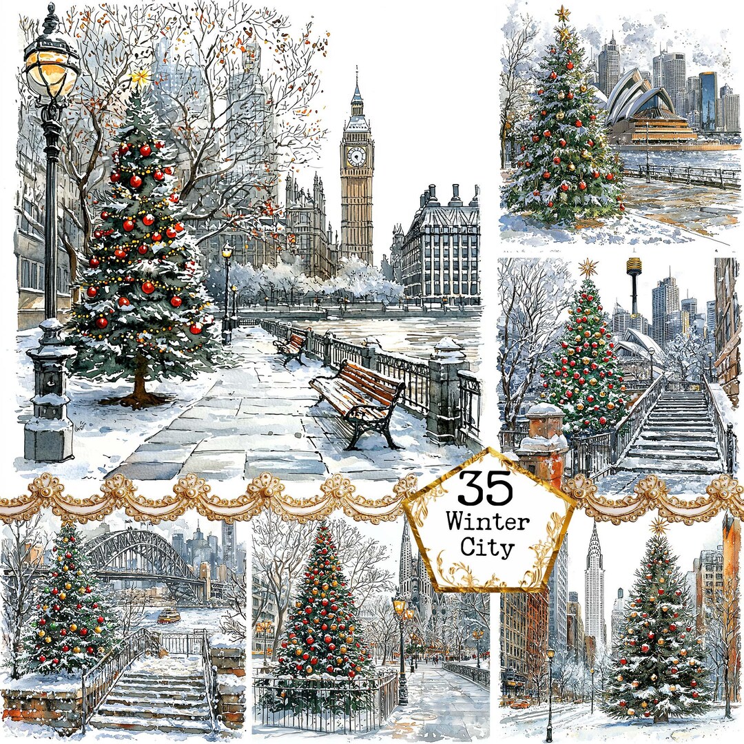 JPEG Christmas City Graphics Christmas Graphics Festive Town Winter Town Clipart Instant Download Paper Crafts Junk Journal Scrapbooking - Etsy Japan