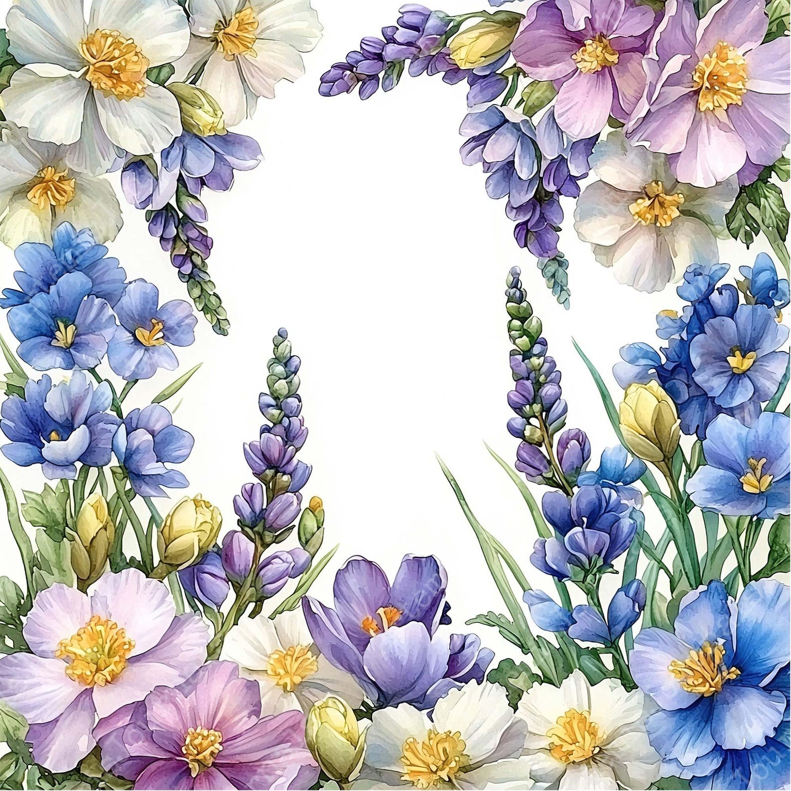 JPG Watercolor Spring Floral Frames Clipart Bundle Floral Backgrounds ...