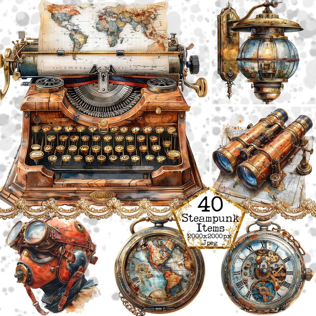 Steampunk Elements Clipart Bundle Steampunk PNG Transparent Background ...