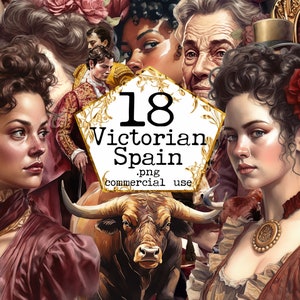 Victoriaanse Spanje aquarel clipart transparante Victoriaanse dame, toreador, stier, heer, plakboek, ongewenste dagboek, papier ambachten scrapbooking
