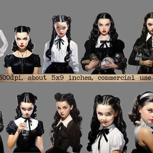 Goth Girl Clipart Bundle, Transparent PNG, Gothic Fashion Girl, Skulls, Potions, Wiccan PNG Scrapbook Junk Journal Paper Crafts Scrapbooking image 3