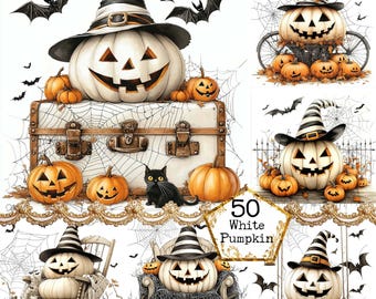 JPEG elegant Aquarell Kürbis Clipart Halloween Kürbis mit Fledermaus kommerziellen Sofort-Download Papier Handwerk Junk Journal Scrapbooking
