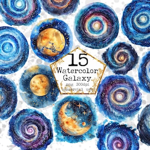 PNG aquarel Galaxy Clipart sterren Clipart commercieel gebruik Instant Download papier ambachten ongewenste dagboek Scrapbooking