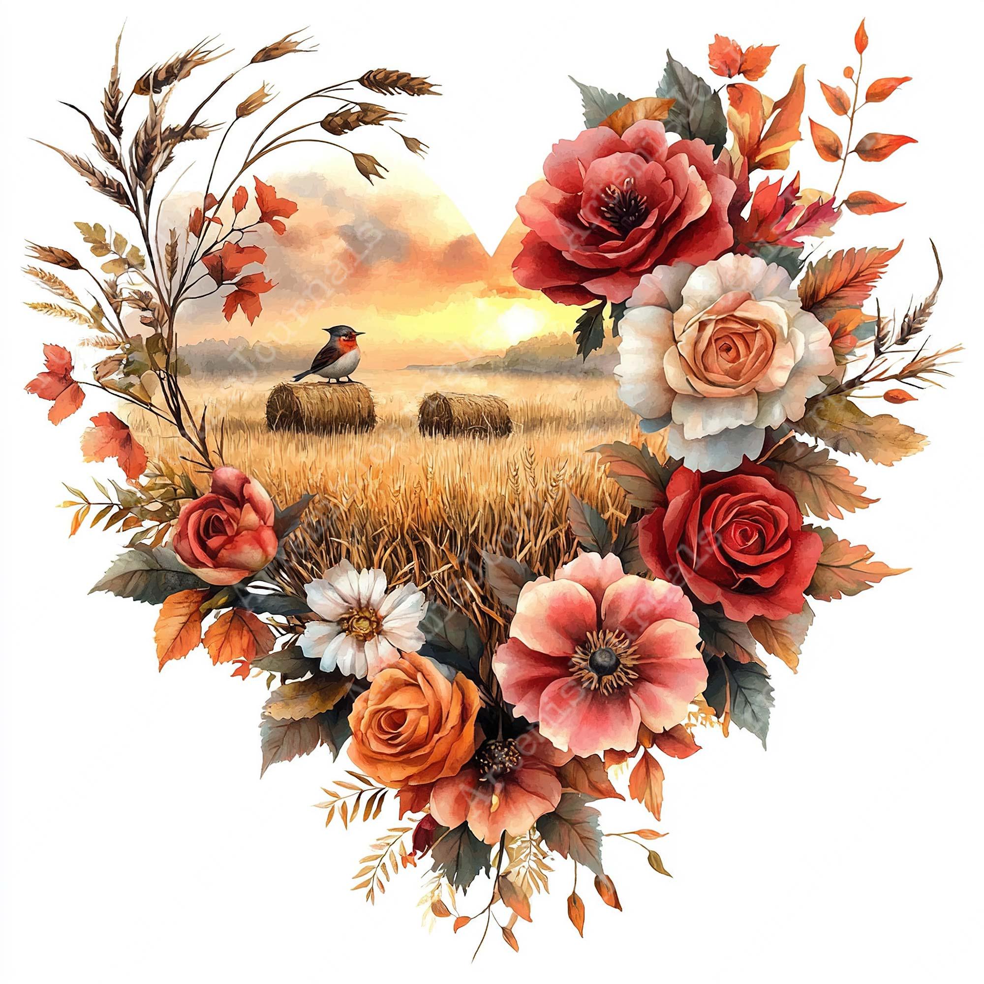 Jpeg Fall JPEG Autumn Landscape Clipart Bundle Watercolor Clipart Fall Clipart ...