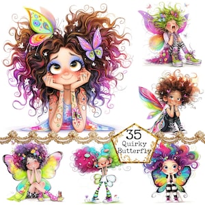 JPEG Bundle de clipart fée original Ailes de papillon de fée fantaisistes Bundle de cliparts d'art Téléchargement instantané Papier artisanat indésirable Journal Scrapbooking