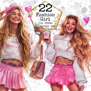Ragazza carina alla moda con caffè Clipart Lady Boss Clipart Donna Clipart Bellezza PNG Ragazza Boss Clipart Paper Crafts Junk Journal Scrapbooking
