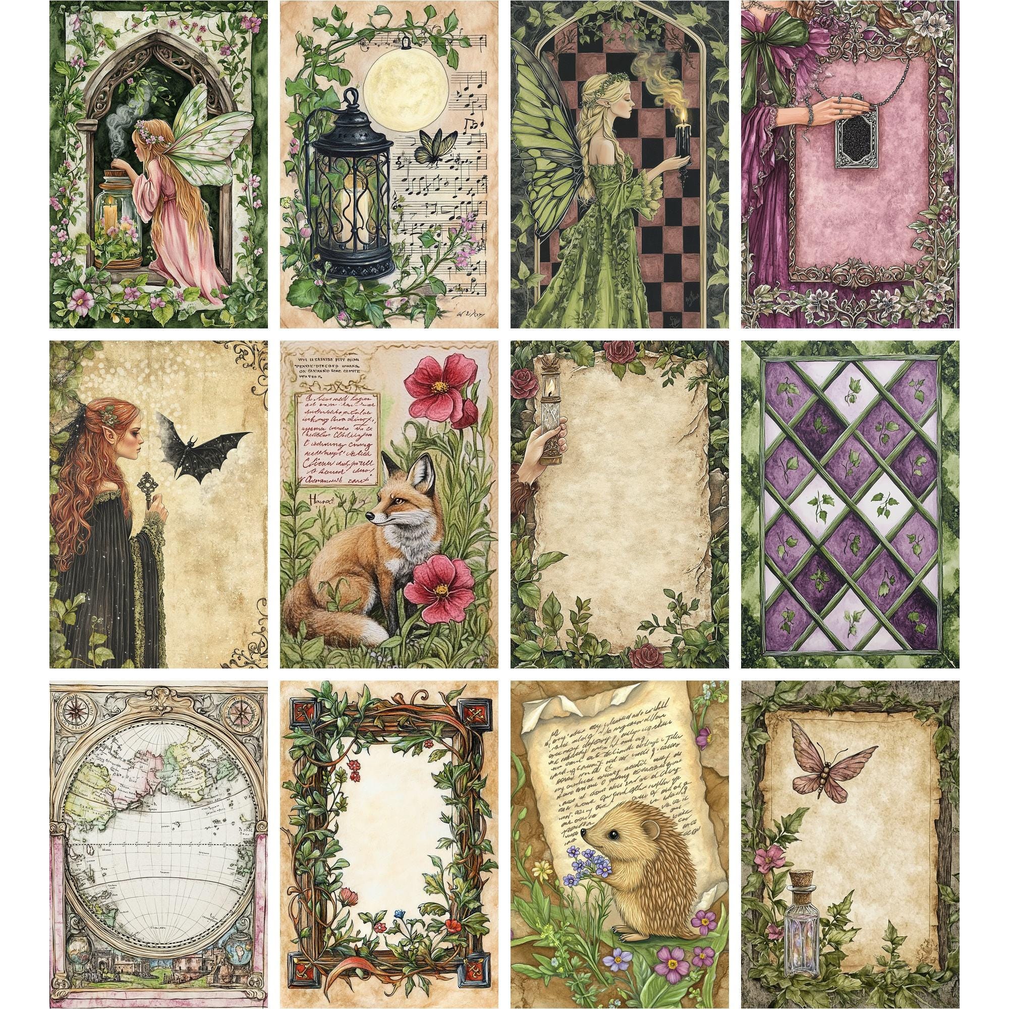 210 Vintage Fairy Junk Journal Kit, Enchanted Forest Printable Pages ...