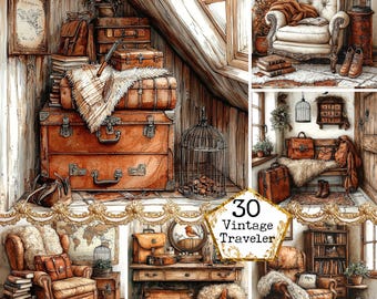 JPEG Vintage Traveler's Essentials Graphics Travel Bags Cozy Traveler's Corner Art Instant Download Paper Crafts Junk Journal Scrapbooking