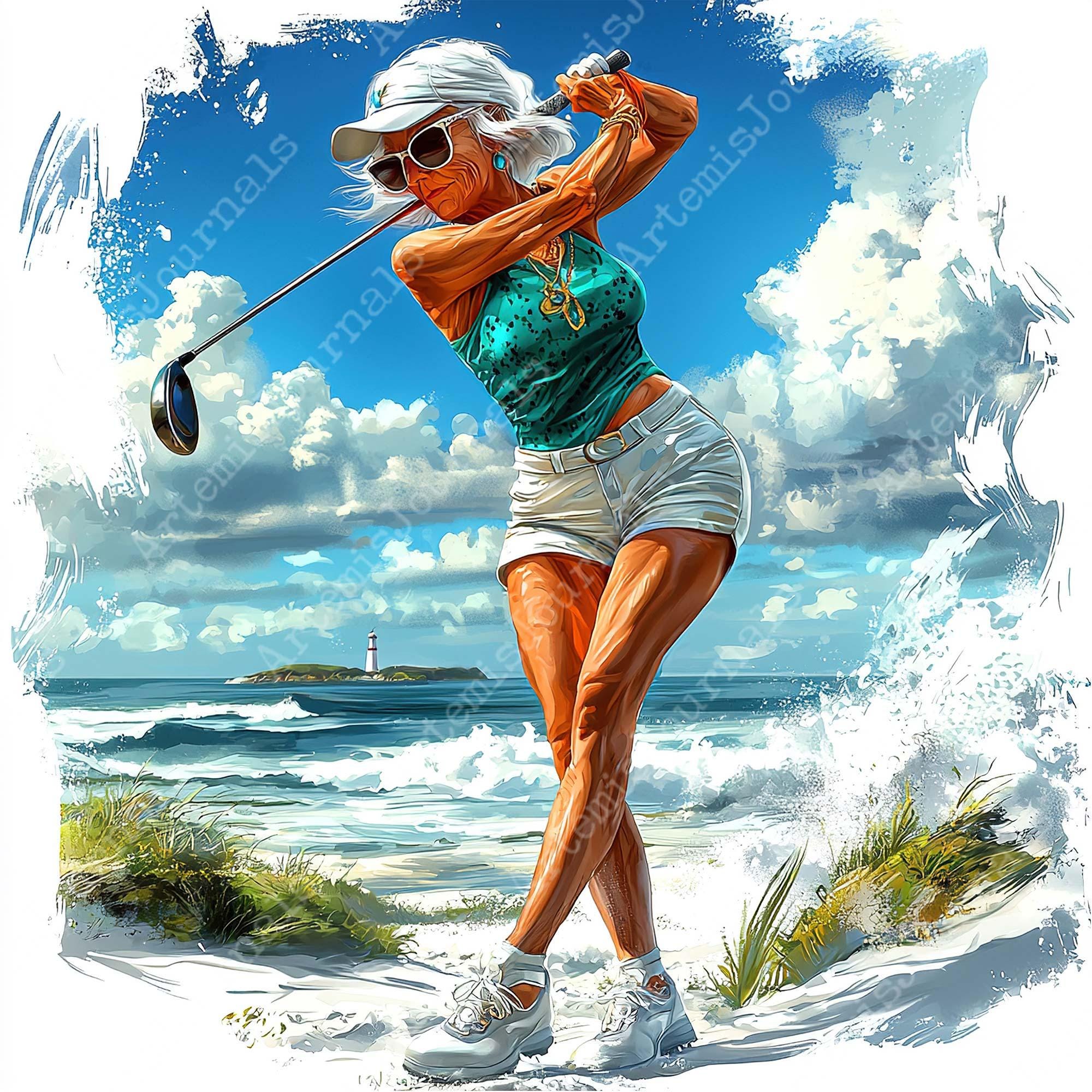 JPEG ゴルフ クリップアート バンドル ゴルフ グラフィック シニア女性