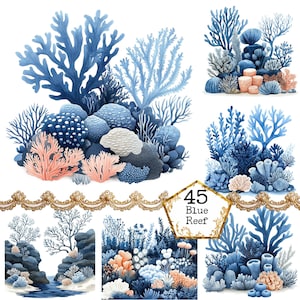 PNG + JPEG Aquarell Korallenriff Clipart Bundle See Leben Clipart Ozean Sommer Art Instant Download Papier Handwerk Junk Journal Scrapbooking