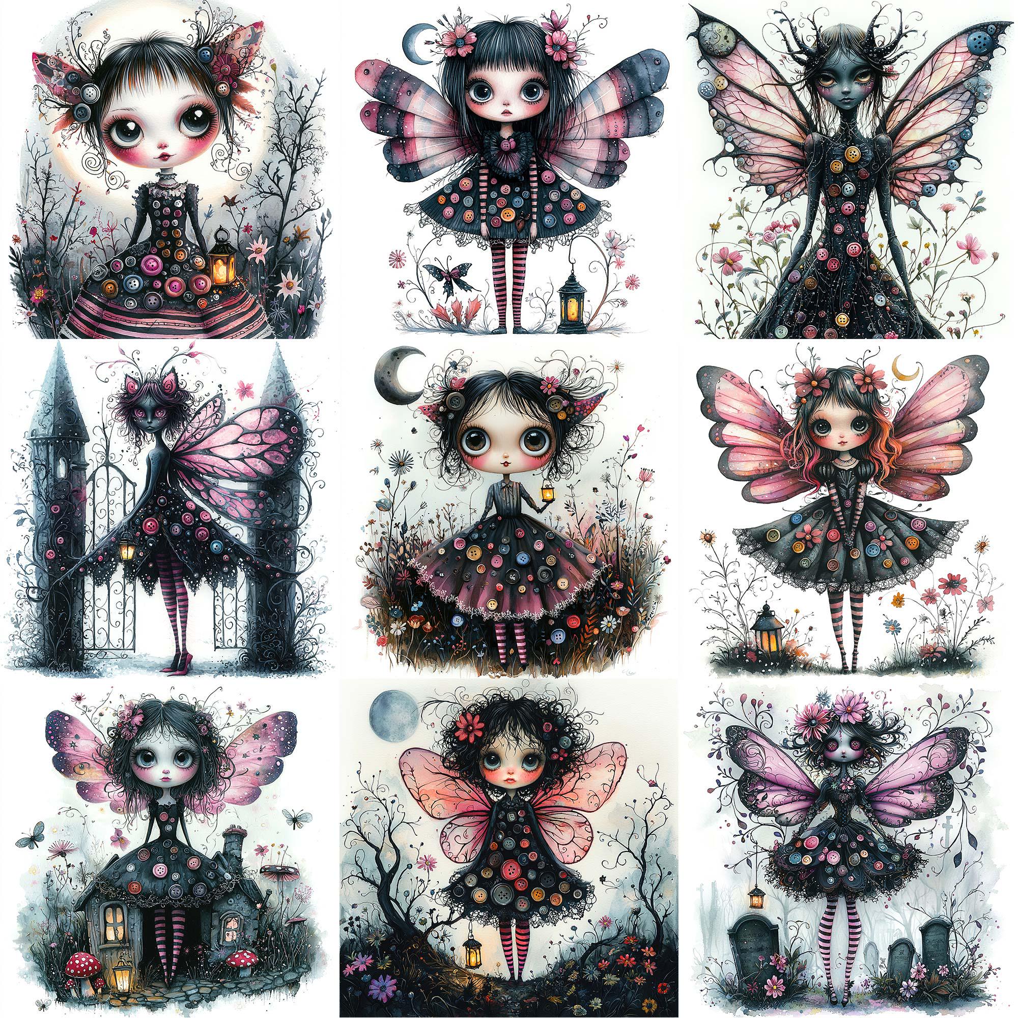 BIG Watercolor Whimsical Gothic Fairy Clipart Bundle JPEG Gothic ...