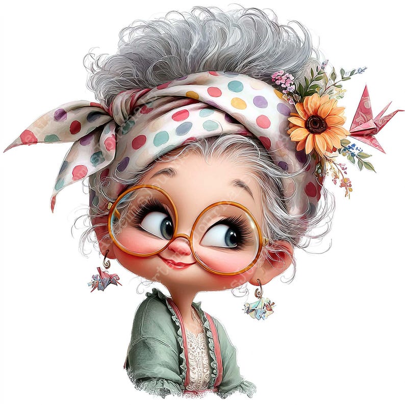 Quirky Granny - JPEG Clipart Bundle Instant Download Paper Crafts Junk ...