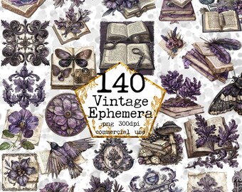 PNG BIG Vintage ephemera Clipart bundel monochromatisch Clipart lithografie Clipart Instant Download papier ambachten ongewenste dagboek Scrapbooking