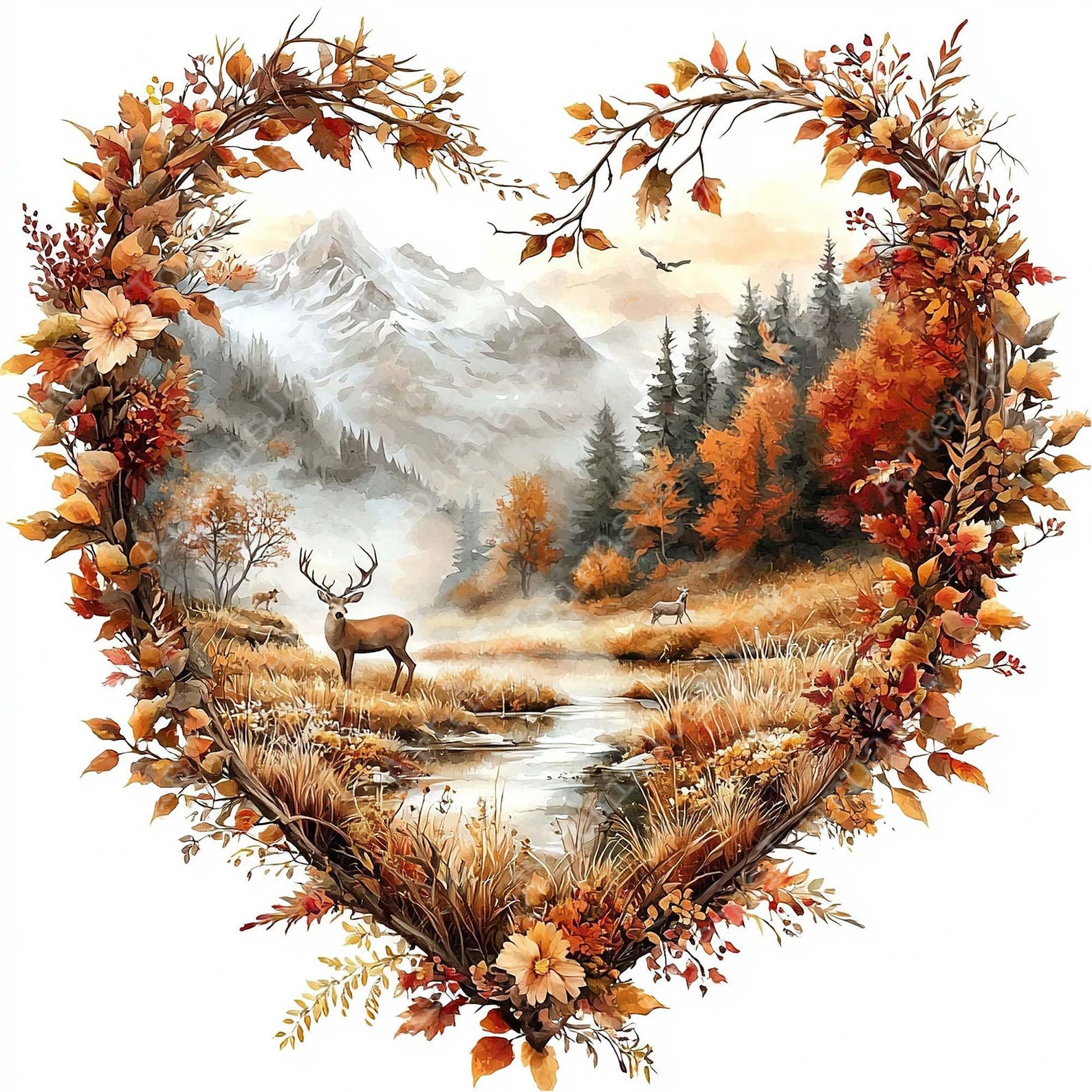 Jpeg Fall JPEG Autumn Landscape Clipart Bundle Watercolor Clipart Fall Clipart ...