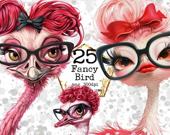 Whimsical Birds Clipart, Funny Birds, Digital Clipart, Watercolor clipart Printable Instant Download Paper Crafts Junk Journal Scrapbooking