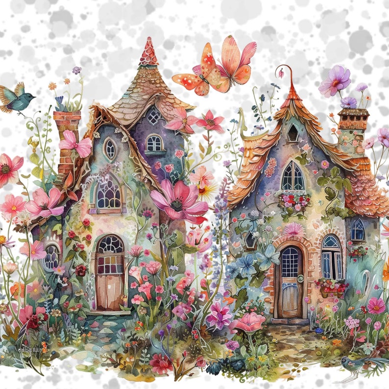 Fairy House Bundle PNG Fairy Printable Watercolor Clipart Magical ...