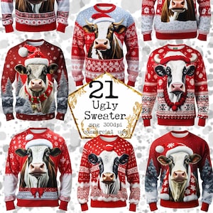 PNG Ugly Christmas Sweater Clipart Bundle Christmas PNG Tacky Sweater Holliday Instant Download Paper Crafts Junk Journal Scrapbooking