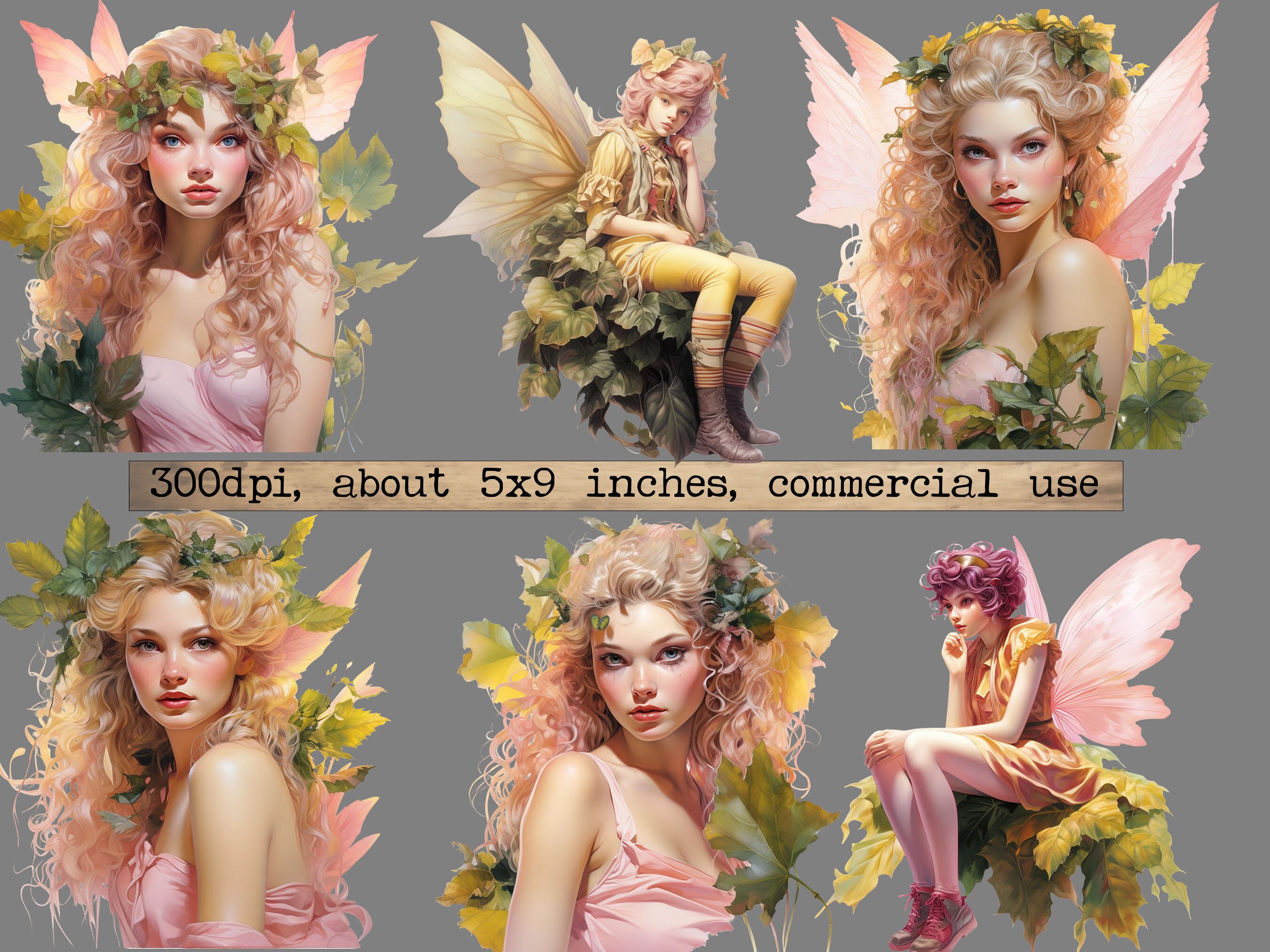 PNG Fairy Garden Watercolor Clipart Bundle Fairy Girls Fairies Images ...