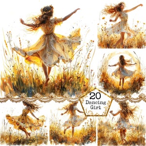 JPEG aquarel meisje op een veld JPEG veld clipart gratis zoals de WIND Instant Download Paper Crafts Junk Journal Scrapbooking