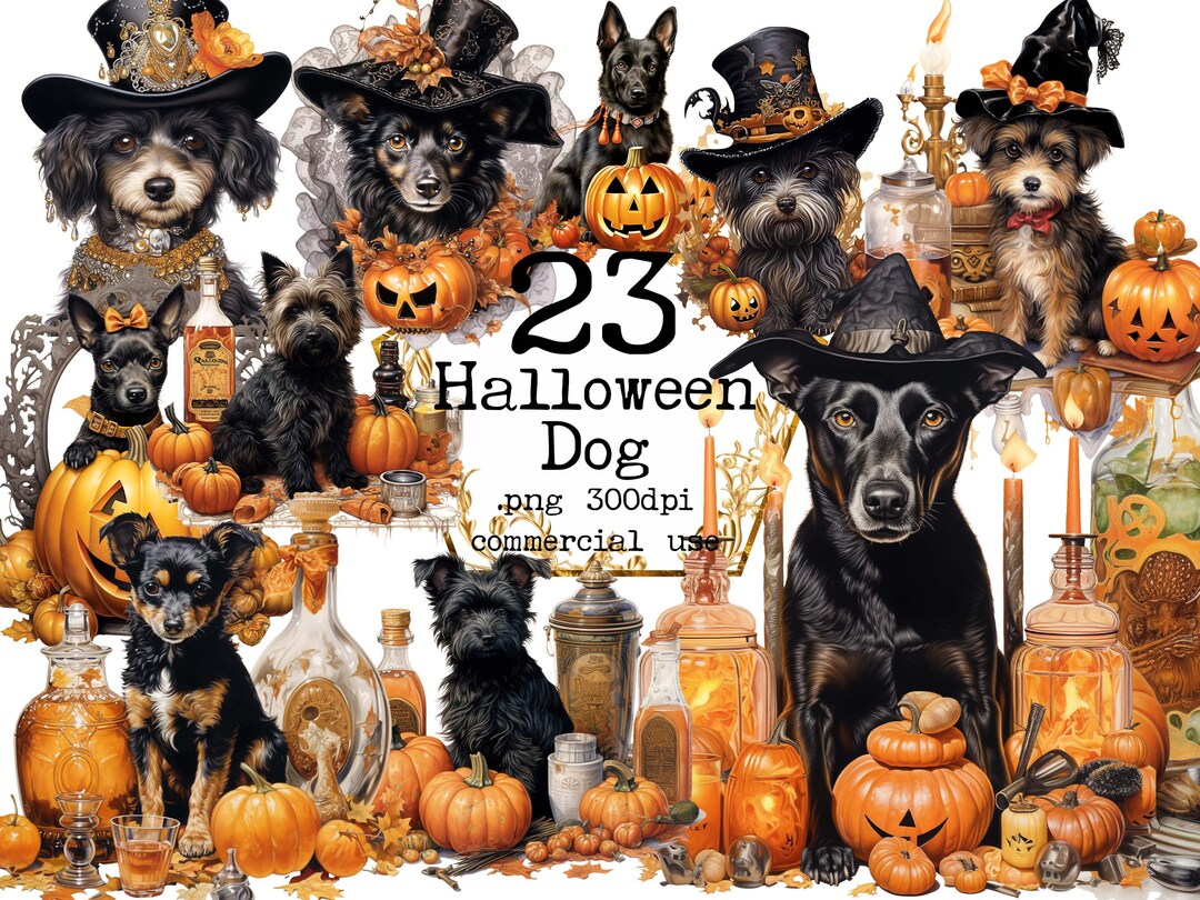 PNG Halloween Dogs Clipart Bundle Digital Download PNG Pumpkins and ...