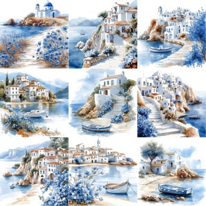 a watercolor painting of a coastal scene